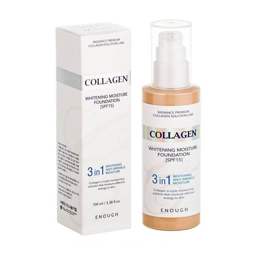 Тональна основа для обличчя Enough 3in1 Collagen Whitening Moisture Foundation SPF 15 з колагеном, для сяйва шкіри, 13, 100 мл